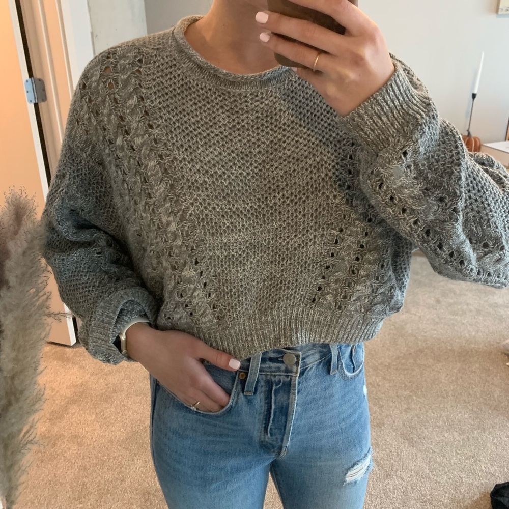 Urban Outfitters Gray Knit Crop Sweater
